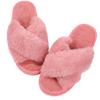 Comwarm Women's Cozy Fuzzy Slippers Open Toe Plush Cotton Flat Indoor Shoes Warm Comfortable Fluffy Slides for Home