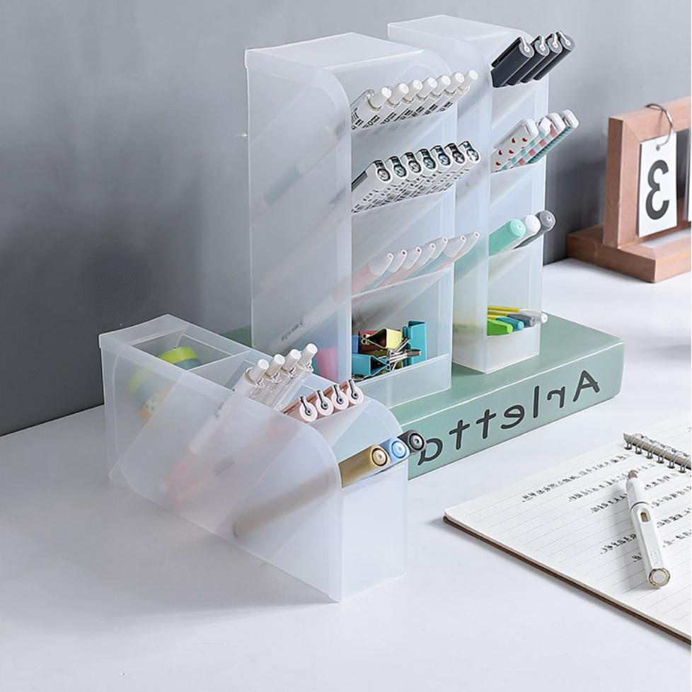 Настольный прозрачный матовый держатель для ручек, косая кисть, органайзер для губной помады, многофункциональный органайзер для канцелярских принадлежностей