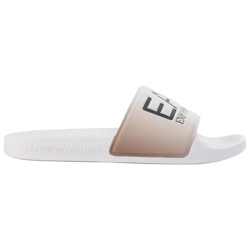 EMPORIO ARMANI EA7 Round Toe Flat Slide Slippers Women White XCP001XCC22T620