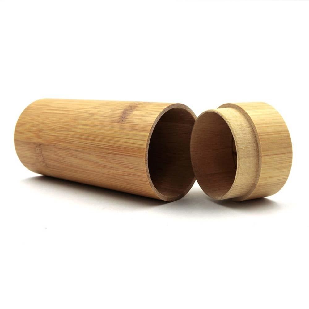 Natural Wood Wooden Sunglasses Box Column Shape Cylinder Eyewear Case Beachgoers