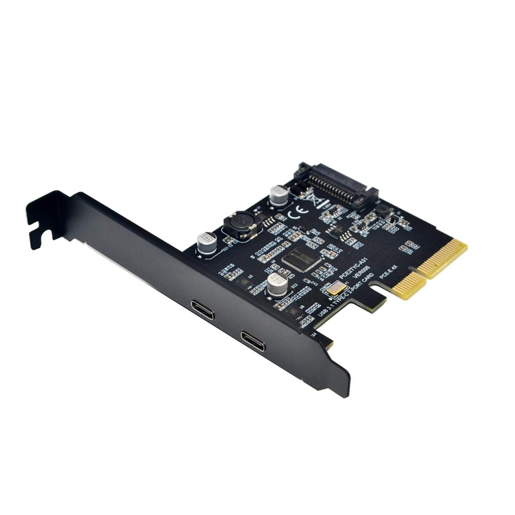 Карта расширения PCI-E 4X на 2 порта USB 3.1 Gen2 Type-C 10 Гбит/с для настольного ПК