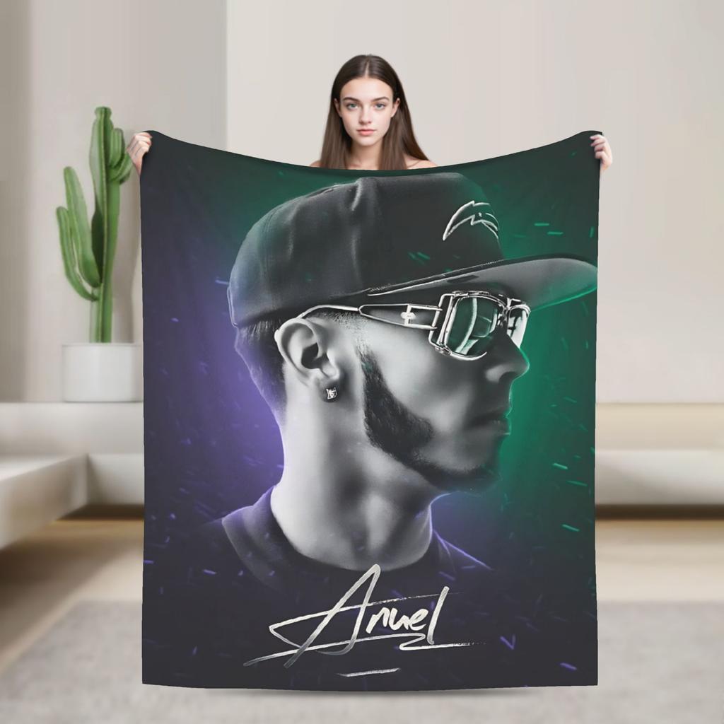 Rapper Anuel AA printed Blanket Picnic Flannel Throw Blanket For Couch Bed Soft Custom DIY Quality Bedspread Gift Idea