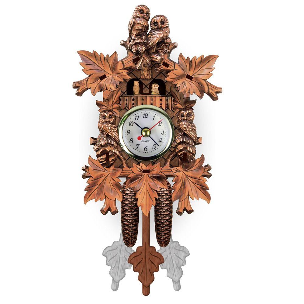Art Craft Forest Tower Wood Pendulum Vintage Clocks Vintage Wooden Wood Wall Clock 3D Ringing Silent 3D Ringing Clock Bedroom