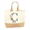 Cabas de plage - PLANETEE - Colette Lettre Fleur - Jute naturel - Multicolore - Fabriqué en France