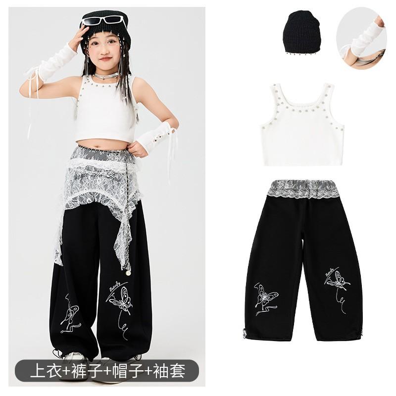 Girls Hip Hop Dance Set Kids Jazz Performance Outfit Streetwear Stage Show Costume