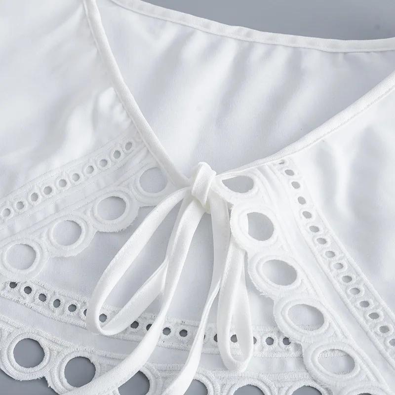 Накладной воротник с цветочной вышивкой для женщин, свитер, платье, рубашка, съемный воротник, шали, съемные банты, накидки на плечи, накидка