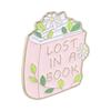Потерянный в книге Эмалевые значки Пей чай Читай книги Цветочная книга Книжный червь Броши Значок на лацкан Украшения Подарки для любителя чтения Другу