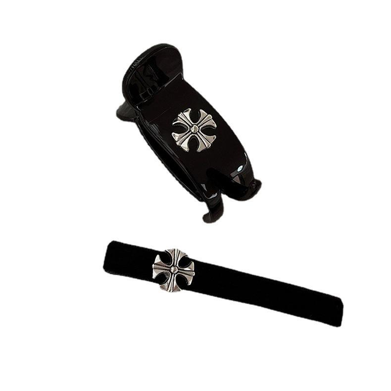 Модная черная заколка для волос с перекрестной челкой для крутых девушек