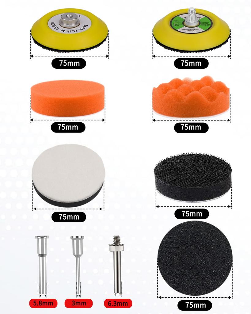 HWXINIE Waterproof Sandpaper Wet Dry 12 Types Magic Disc Polisher From Rough To Mirror Ideal for Polishing Removing Water Stain from and DIY Paint