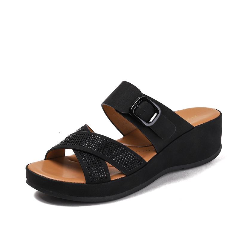 Bohemian platform slippers women's new non-slip soft bottom outer wear casual women's pressure drill fashion cool slippers