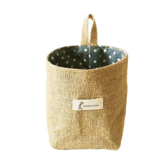 Хлопково-льняной подвесной органайзер для хранения, настенная корзина для хранения, маленькая складная сумка для хранения с ручкой для ключей, игрушек, косметики