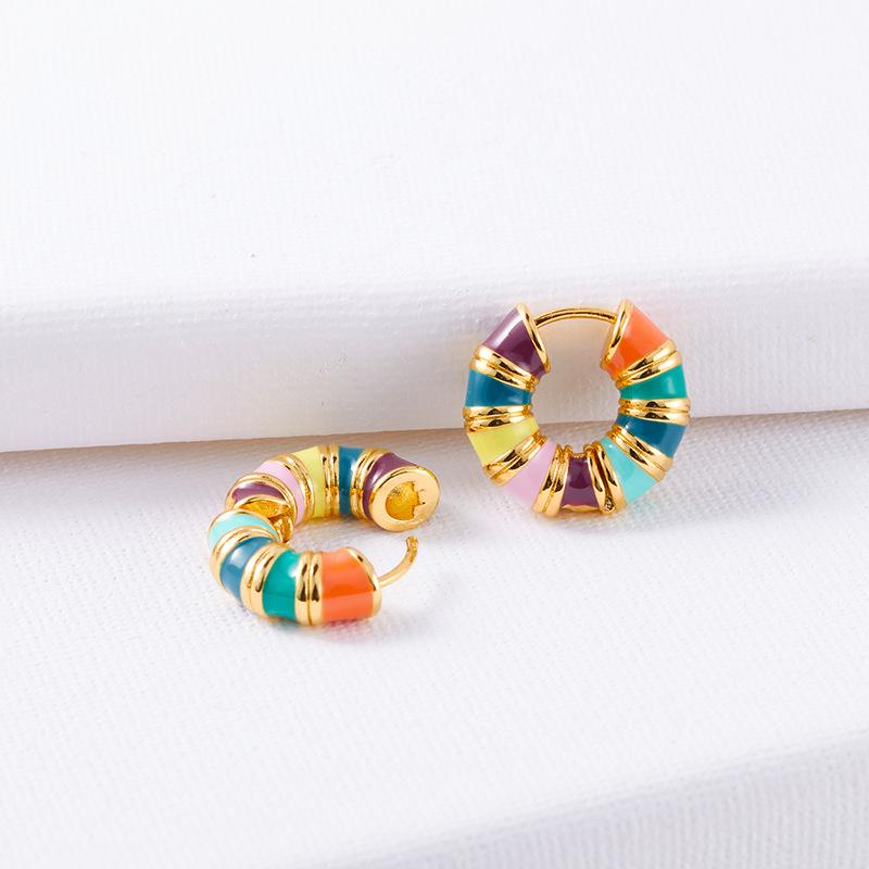 Минималистичные французские эмалевые серьги 2025: Высококлассные европейские и американские модные каффы и серьги-кольца