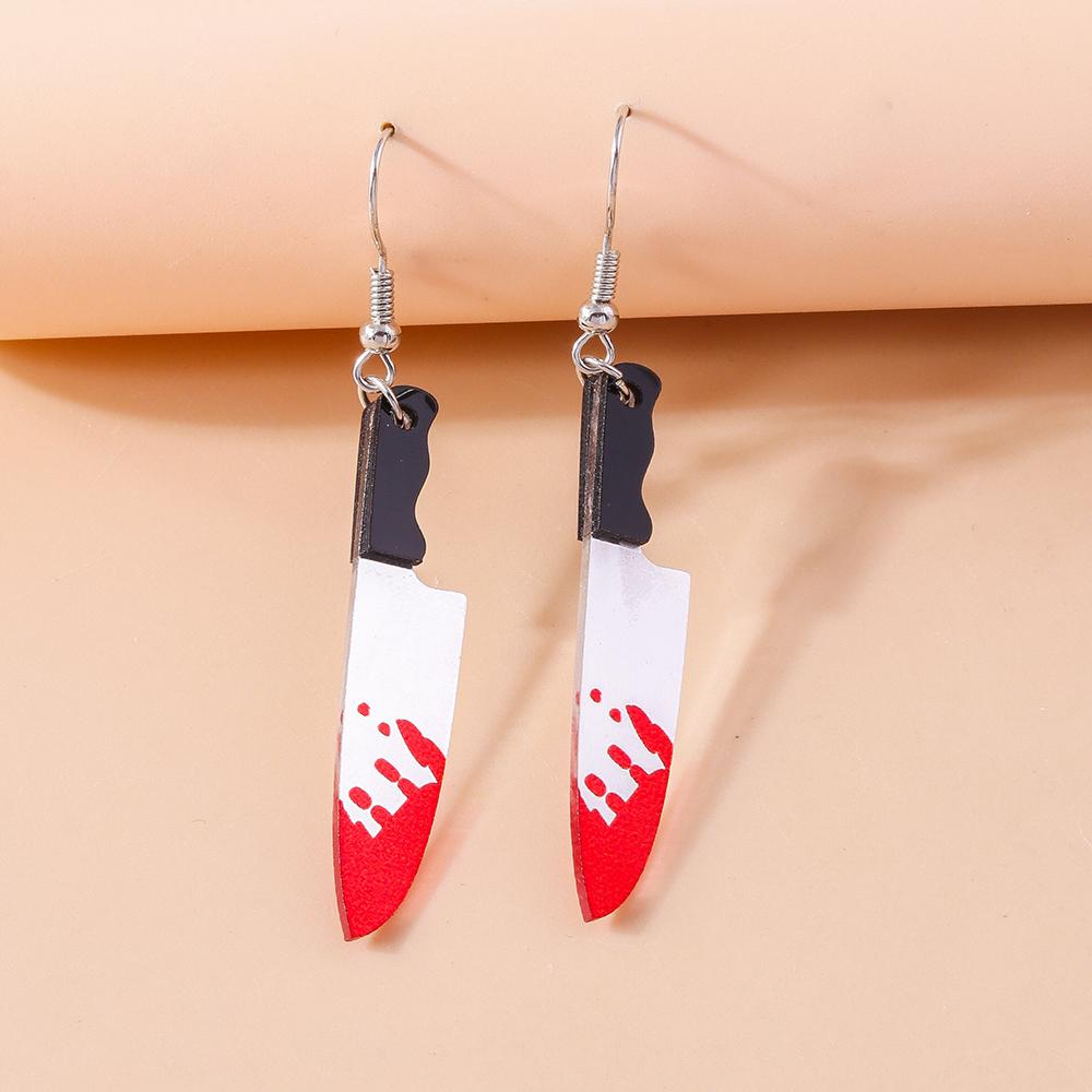 Halloween Bloody Knife Drop Earrings Punk Scissors Saw Dangle Hooks Earrings for Women Girls Night Party Jewelry Gifts