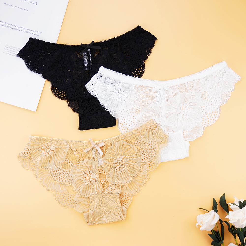 Женское нижнее белье, комплект кружевных трусиков с цветочным принтом, прозрачные полые трусы, женское нижнее белье, интимное белье