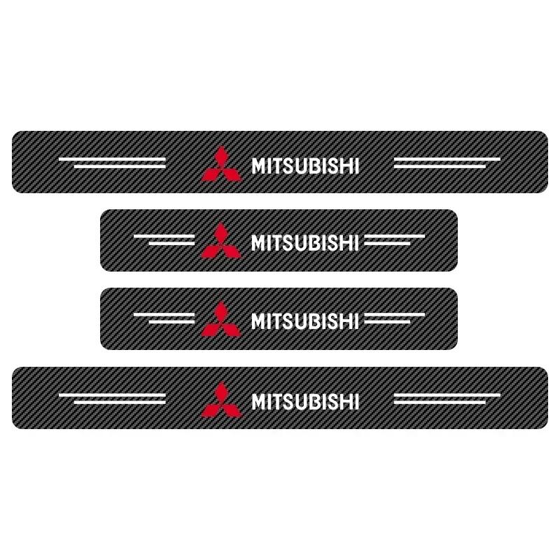 pdsh9 Car Door Sill Carbon Fiber Sticker Threshold Side Anti Scratch Tape Waterproof For Mitsubishi Motors Metal Label Sticker Label