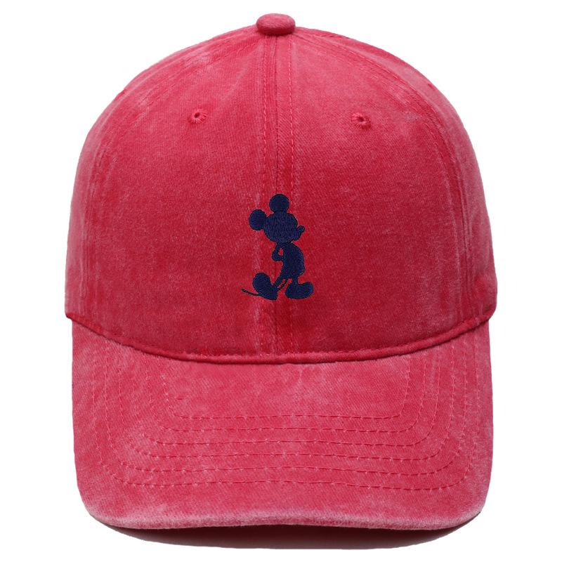 New cartoon cute Mickey embroidery washed retro soft top baseball cap men's and women's casual outdoor sunshade duck