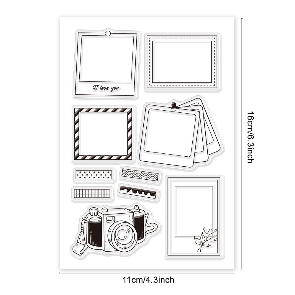 PVC Plastic Stamps for DIY Scrapbooking Photo Album Decorative Cards Making Stamp Sheets Camera Pattern 16x11x0.3cm