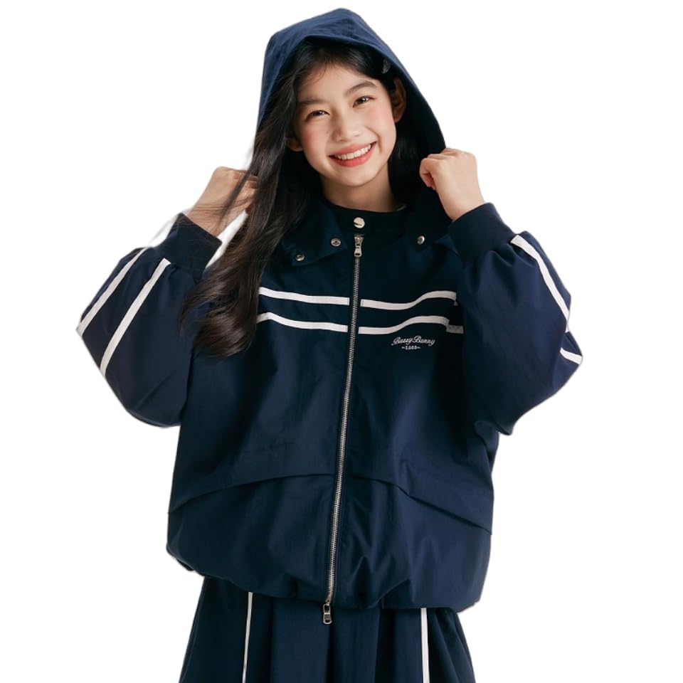 Barry Banny Windbreaker Outerwear for Mountain Lightweight Windproof and Cold Hidden Detachable Loose Adjustable 150cm Kids' Jacket, Girls, Parka,