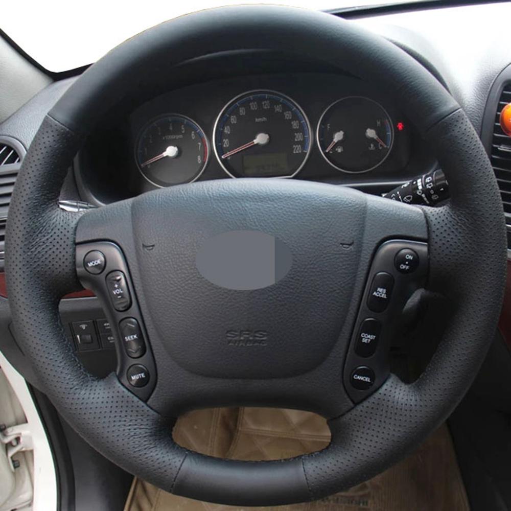 DIY Black Faux Leather Car Accessories Steering Wheel Cover For Hyundai Santa Fe 2006-2012 H-1 Starex 2008-2020 I800