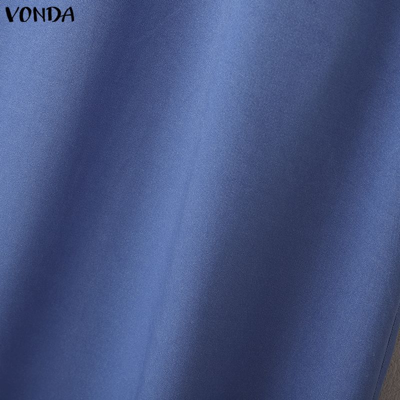 VONDA Женское элегантное платье А-силуэта с круглым вырезом, короткими рукавами и оборками, повседневное длинное платье