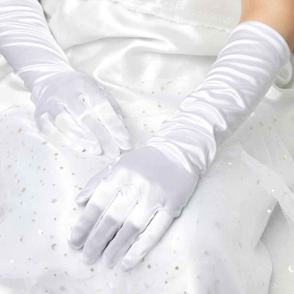 Women Opera Elbow Wrist Stretch Satin Prom Costume Flapper Gloves Finger Long Gloves