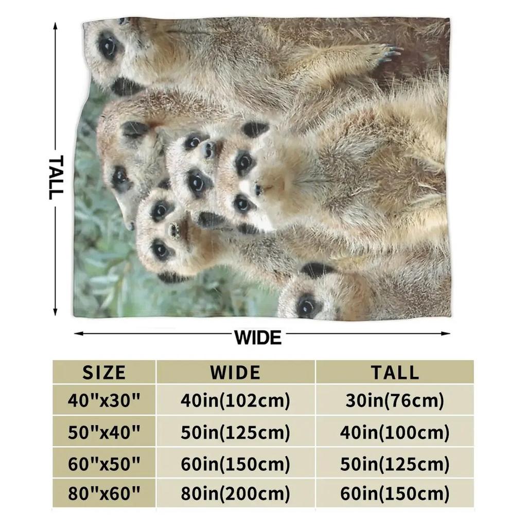 Meerkat 012 Blanket Soft Warm Flannel Throw Blanket Cover for Bed Living Room Picnic Travel Home Sofa