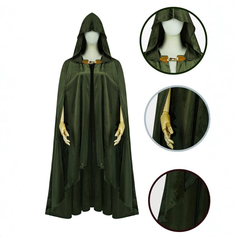 Medieval Hooded Cloak Adult Halloween Renaissance Faux Suede Cape Cosplay Party