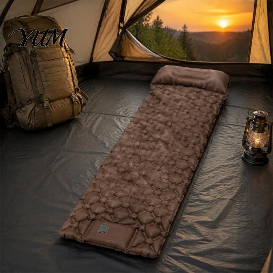 Camping Essentials Sleeping Mat with Pillow & Built-in Pump, Ultralight Single Quick Inflate Pad Person Air Mattress, Inflatable for Outdoor