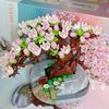 Mini Plant Bonsai Building Block Flower Plant Cherry Blossom Tree Potted Bouquet Model Bricks Home Decoration Toy For Kids Gifts