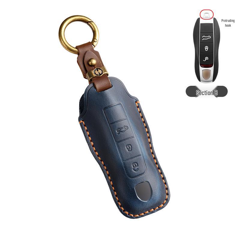 Премиальный кожаный чехол для ключей Porsche: Подходит для Panamera, Macan, Cayenne, 718, 911, Taycan