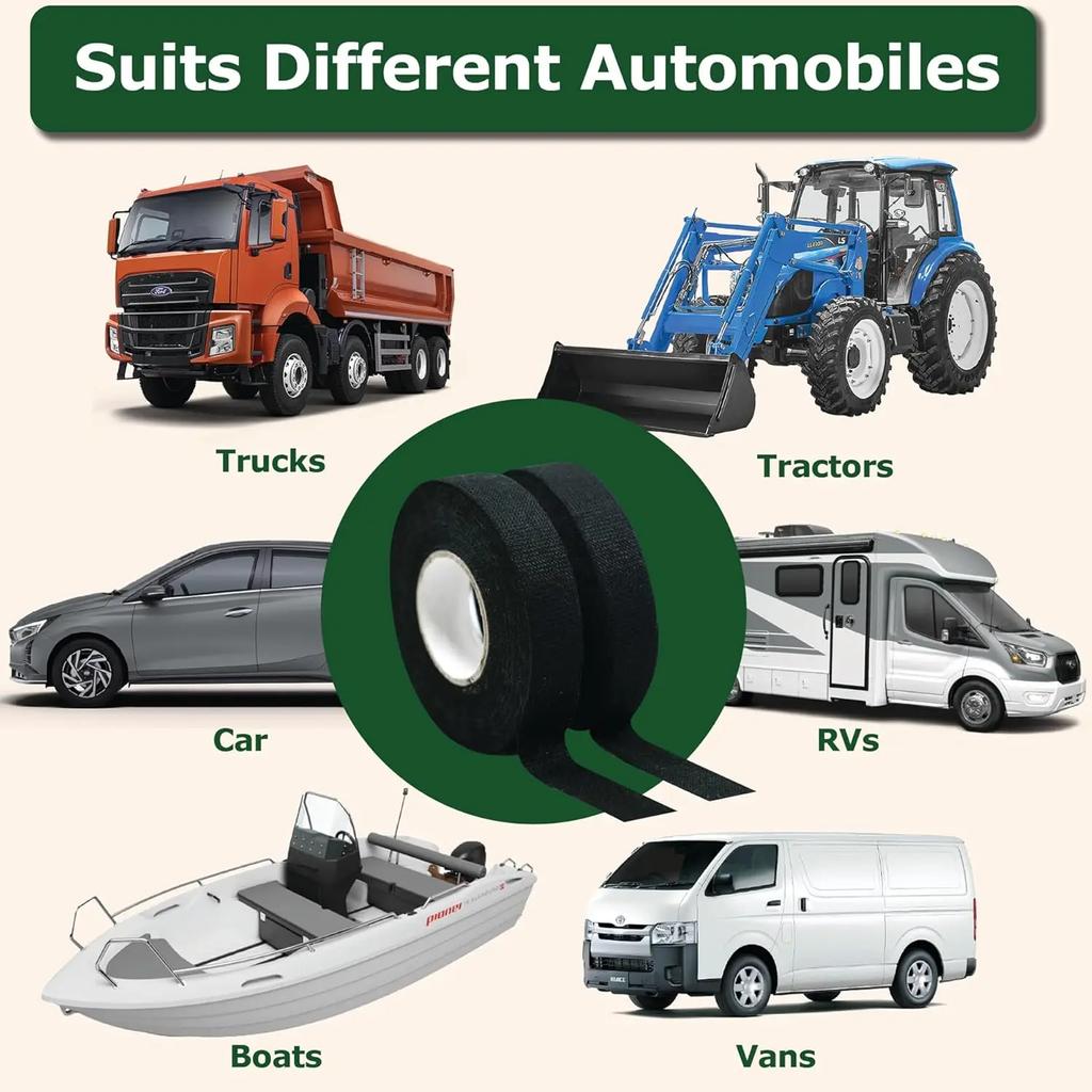 Автомобильная термостойкая лента Тканевая гофрированная трубка Жгут 500F Обмотка кабеля для связывания ПК Безопасна для моторного отсека