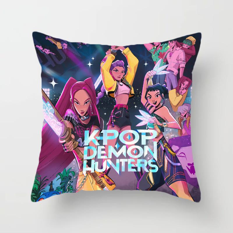 New K-Pop Demon Hunter Girl Group Animation Throw Pillow Peripheral Animation Printed Throw Pillow Game Chair Cushion Home Cushion