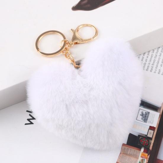 Plush Love Heart Keychain Soft Fluffy Lightweight Girls Car Key Ring Holder Handbag Backpack Decoration Pendant Birthday Gift