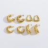 Minimalist C-Shaped Gold Stainless Steel Hollow Earrings - High-End, Versatile, Stylish Ear Studs.