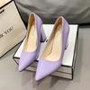 Fashion 2025 Shoes Thick Heel Woman Pumps Candy Color Women  Office Pointed Toe High Heels Wedding Female Heel Shoes