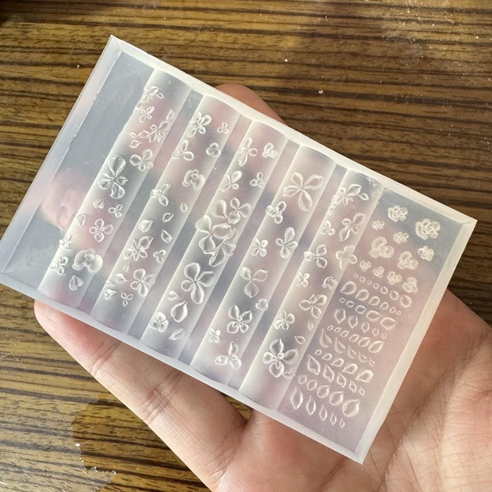 Transparent Nail Art Carving Template DIY 3D Relief Nail Mold Press on Nail