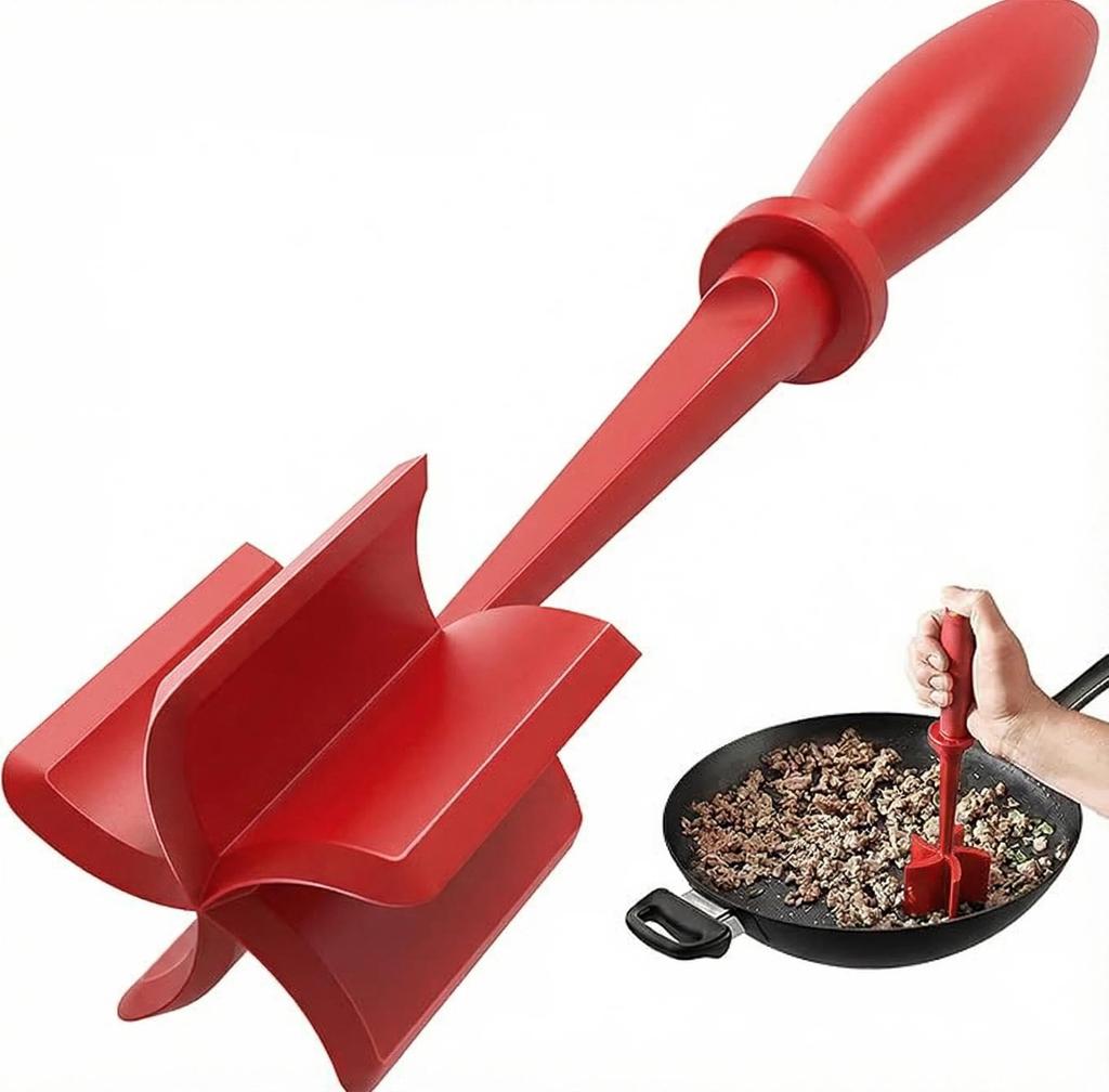 Meat Chopper, Hamburger Grinder, Premium Heat Resistant Smasher for Ground Beef, Burger Grinder Nylon Potato Mix Tool-Black