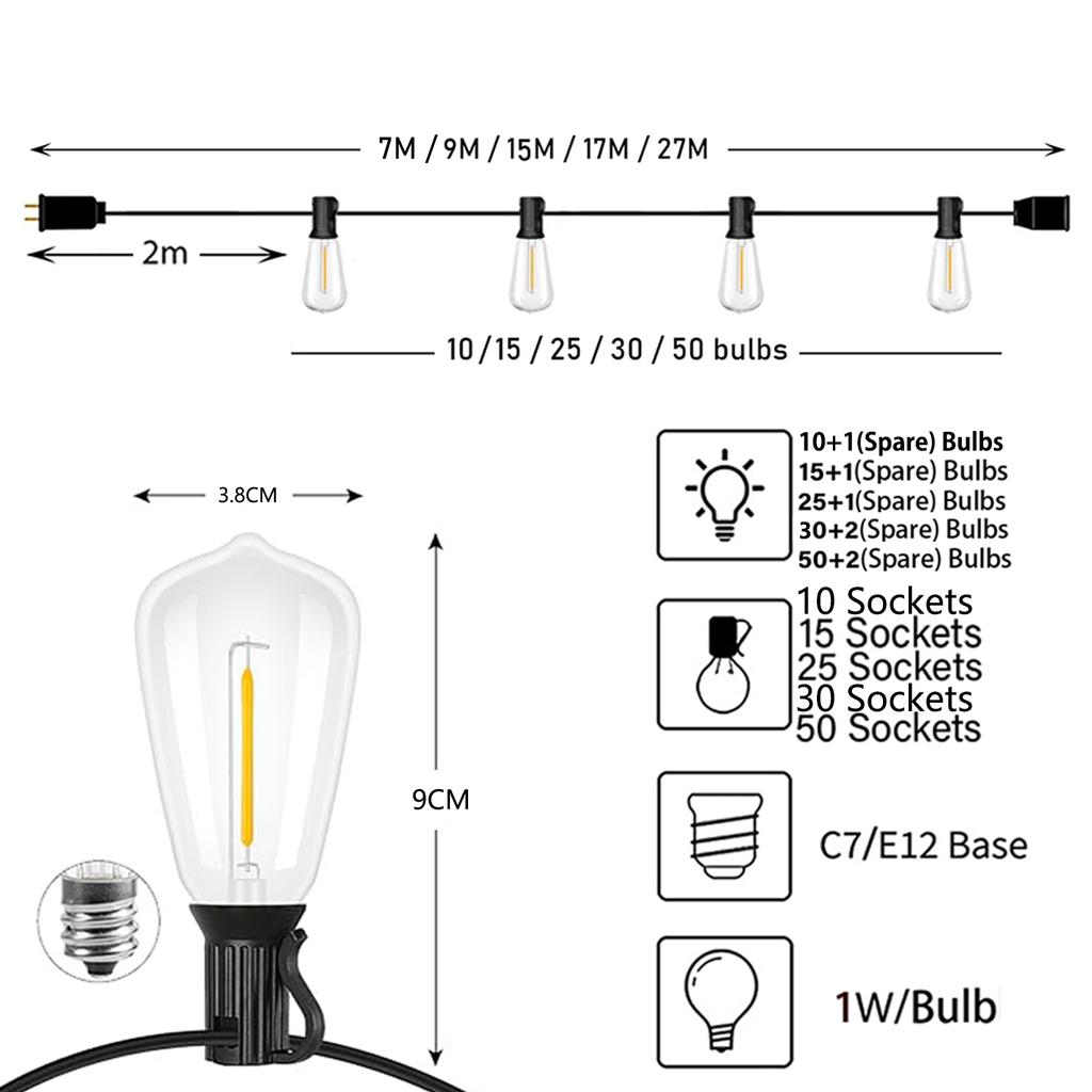 Гирлянда ST38 светодиодный глобус гирлянда наружная гирлянда с регулируемой яркостью для рождественской вечеринки декор сада гирлянда лампа уличная патио задний двор