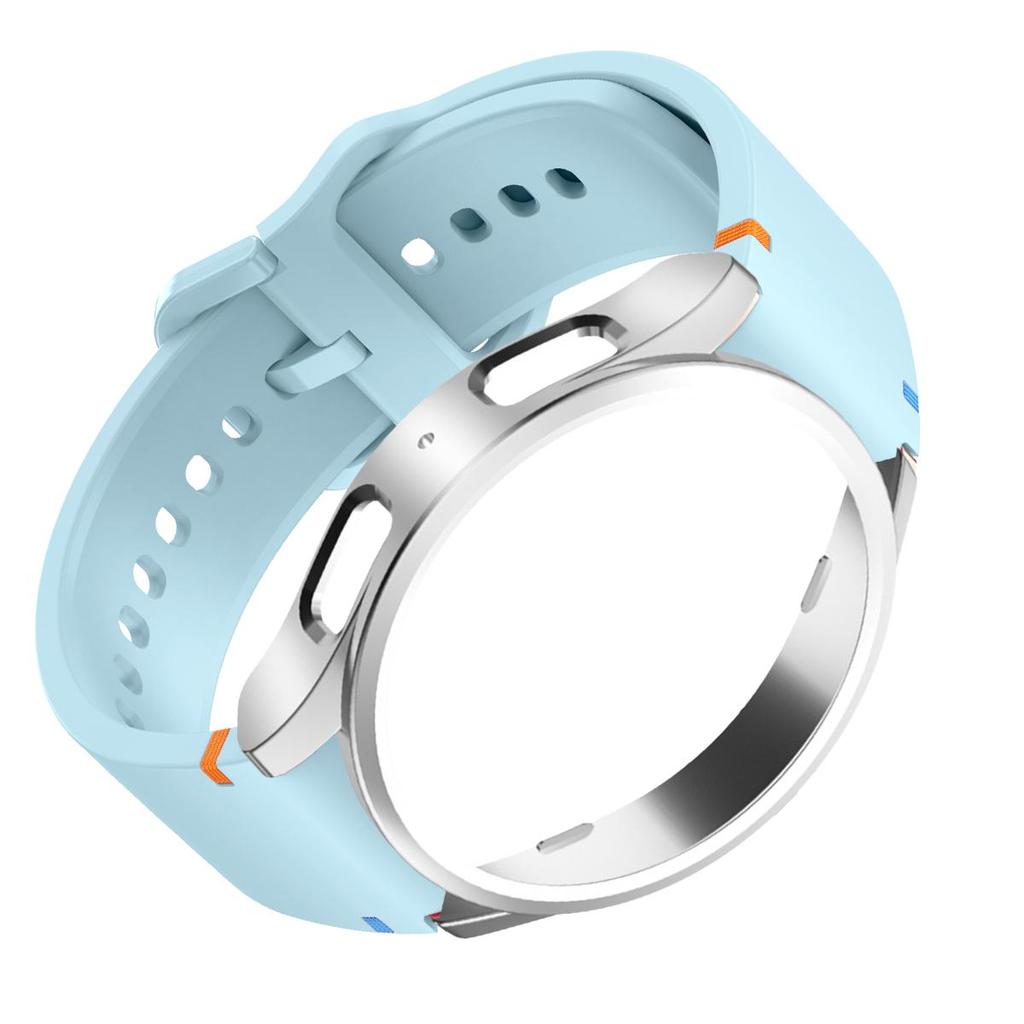 Чехол+Ремешок для Samsung Galaxy Watch 7 6 5 4 40 44мм Силиконовый Ремешок Защитная Крышка-Бампер из ПК для 6 Classic 43 47мм Спортивный Браслет