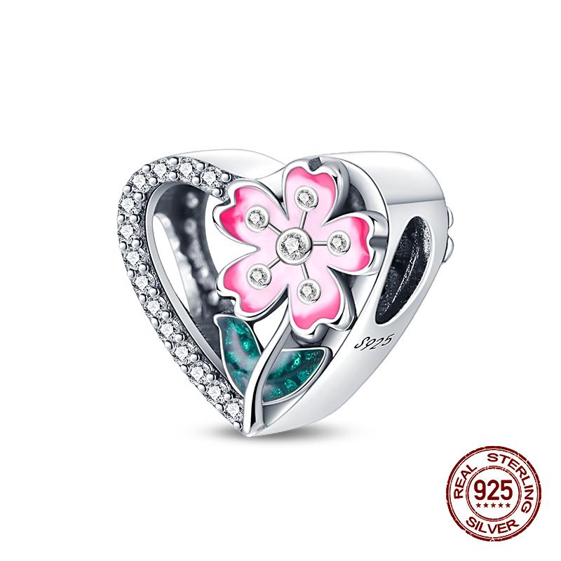 925 Sterling Silver Butterfly Tulip Iris Flower Charms Beads Fit 925 Original Bracelets Fine DIY Valentine Jewelry Gifts