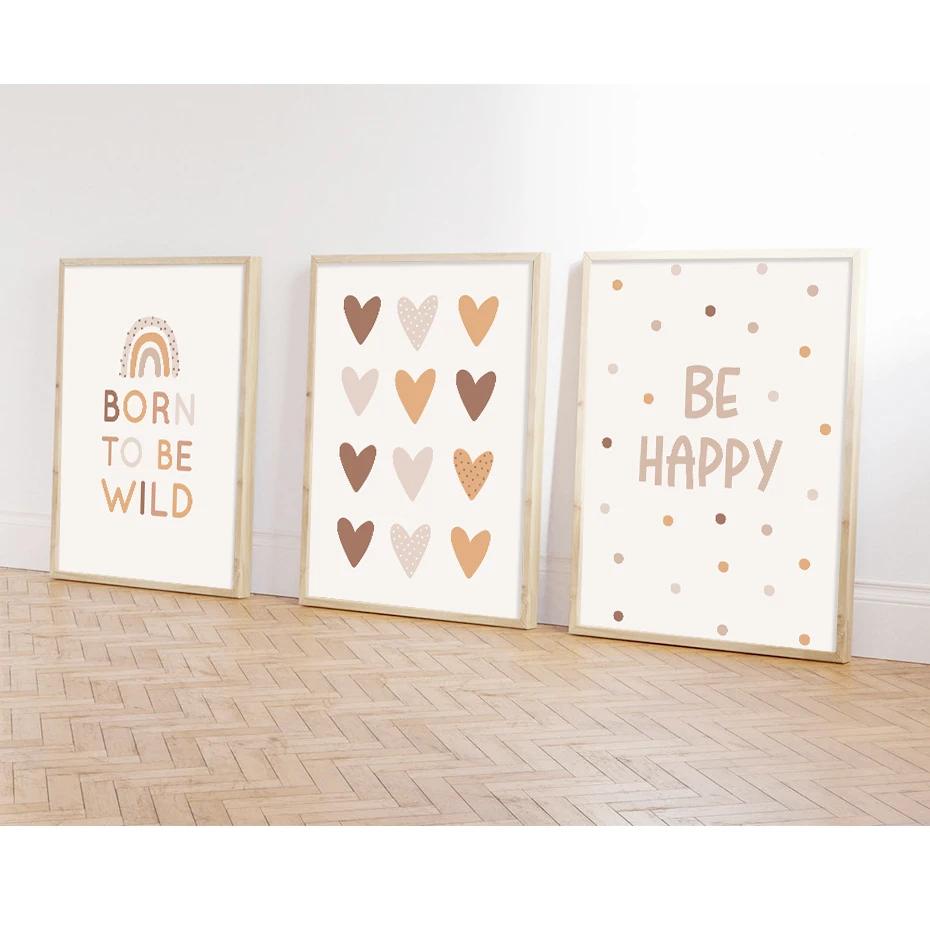 Бохо Мультяшный Слон Сердце Детская Настенная Живопись Постер Принт Холст Картина Детская Комната Спальня для Девочек Домашний Декор Подарок