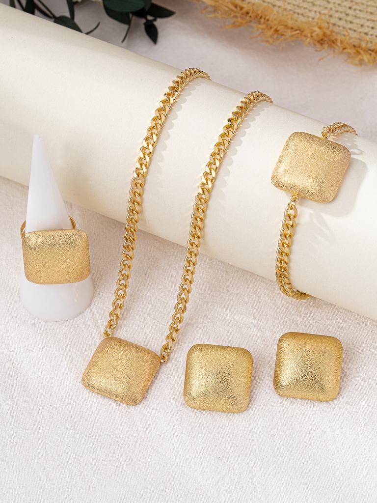 Модный комплект ювелирных изделий ожерелье браслет серьги кольцо для женщины