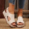 Summer New Thick Bottom Slope with Sandals Female Velcro Large Size Rivets Flat Fish Mouth Sandals