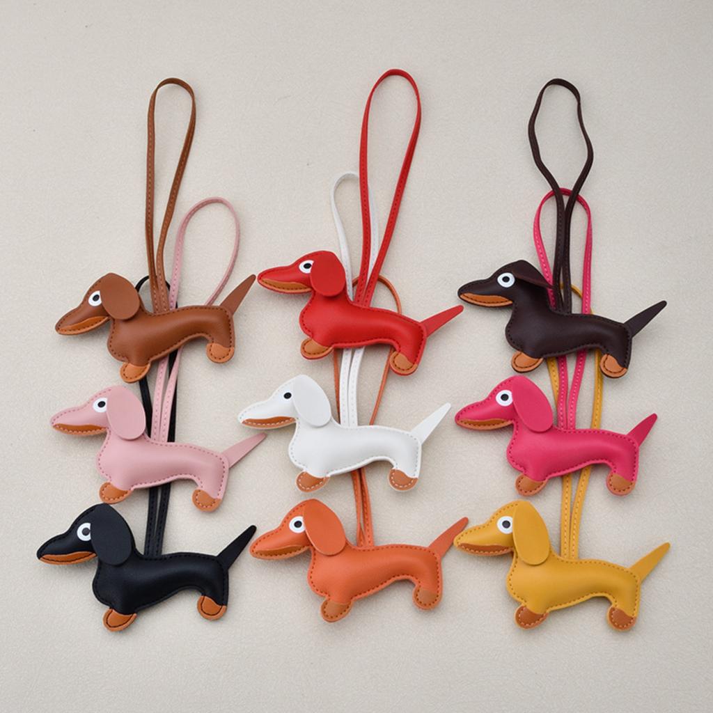 Dachshund Charms, Leather Dachshund Keychains & Bag Pendants, Handmade Dog Shaped Keychain