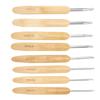 8Pcs Aluminum Crochet Hooks Round Head Knitting Needles with Bamboo Handles for Yarn Craft