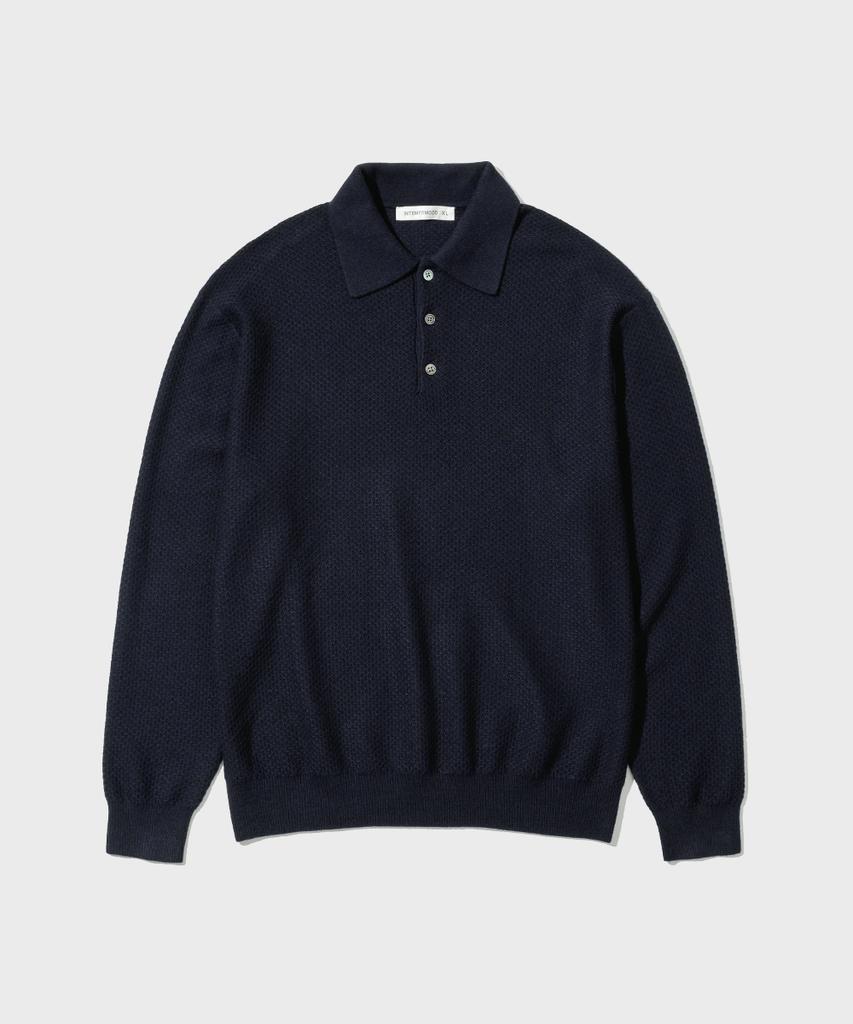 INTEMPOMOOD Soft Touch Waffle Collar Knit_Stone Gray