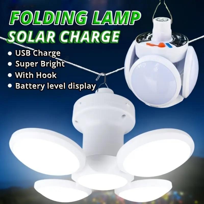 Portable Outdoor Folding Light Solar/Usb LED Soccer Bulb Flashlight for Camping Hiking Fishing Serves Handheld Emergency Lamp