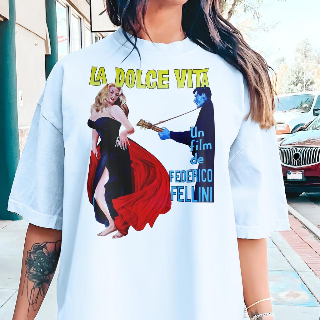 vintage La Dolce Vita V1 Natural T Shirt and kids shirt movie poster retro vintage Cotton Men's Women's gift present