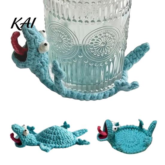 Crochet Lizard Coaster DIY Kit, Handmade Knitting Animal Crafts, Decorative Drink Mug Coffee Cup Mat for Adults, Beginner