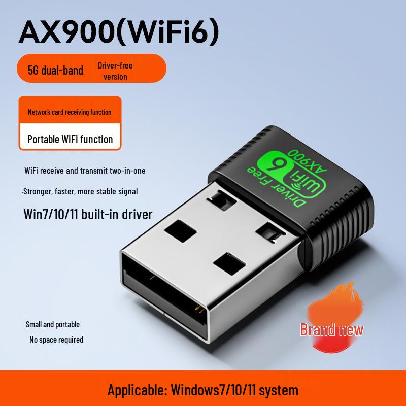 1300M WiFi 6 Dual-Band USB Wireless Network Card for Desktop Computers (Driver-Free)